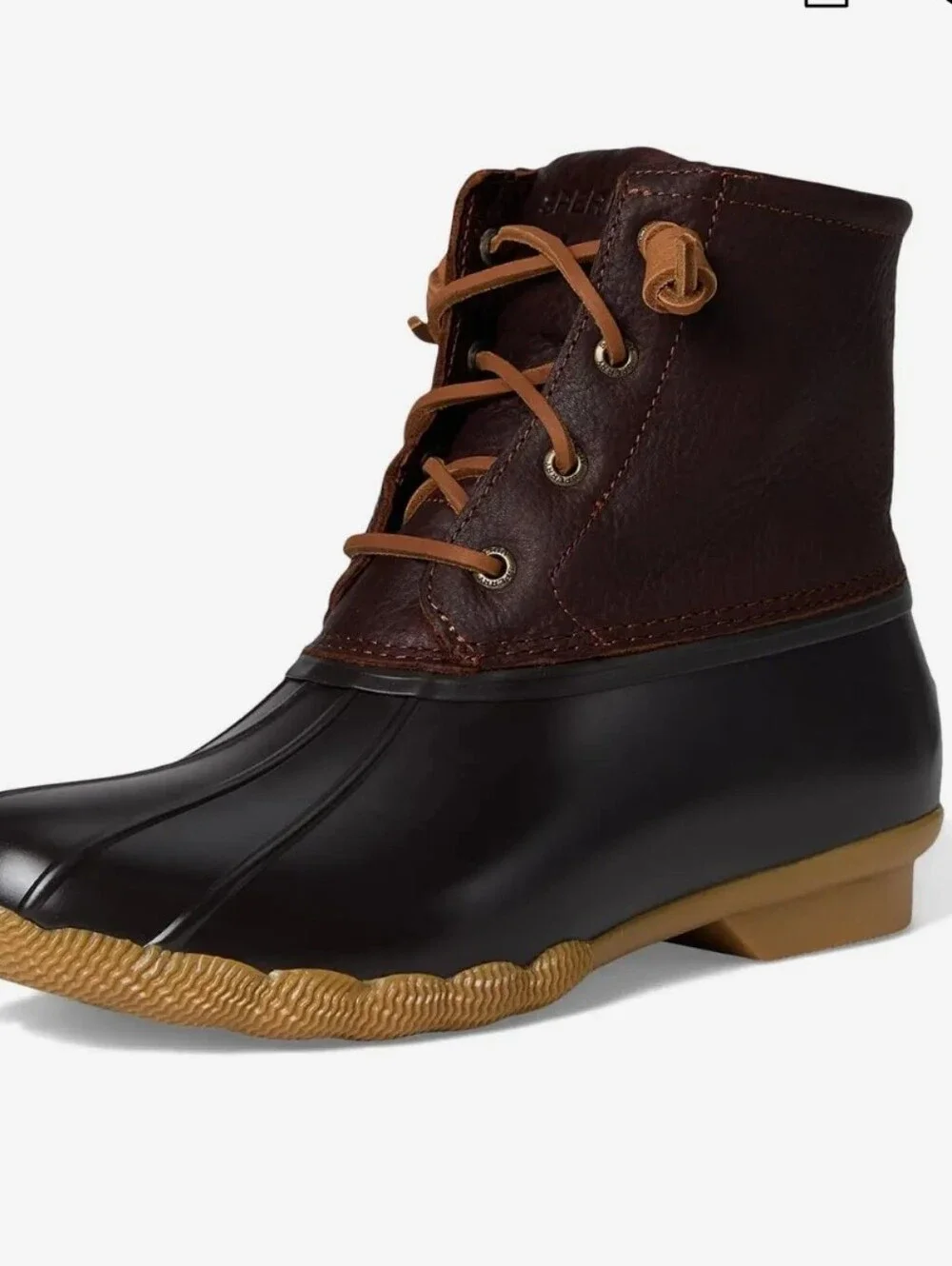 NEW Sperry Saltwater Tan/Navy Duck Water Boots Size 7 With Box